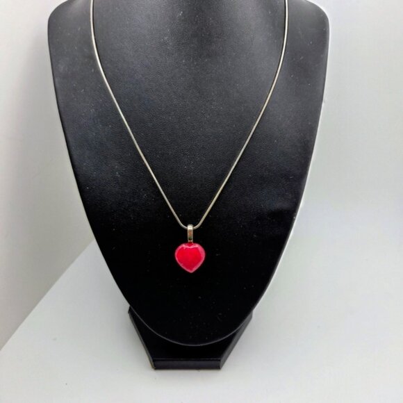 Strawberry Quartz Heart Pendant Necklace Sterling Silver - Picture 2 of 5